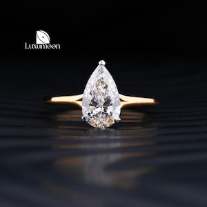 Pear Cut Lab Grown Diamond Ring, IGI Certified 1 to 3 CT Pear Diamond Engagement Ring, Wedding Ring, Proposal Diamond Ring, Anniversary Gift