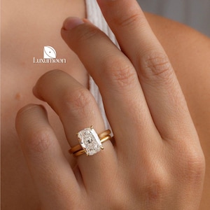Elongated Cushion Lab Grown Diamond Ring, IGI Certified E VVS2 2 to 4 CT Lab Created Diamond Engagement Ring, Wedding Ring, Anniversary Gift