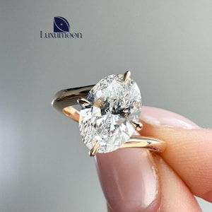 Oval Cut Lab Grown Diamond Ring, 1-3 CT Oval Diamond Engagement Ring, IGI Certified Lab Created Diamond Wedding Ring, Proposal Ring for her