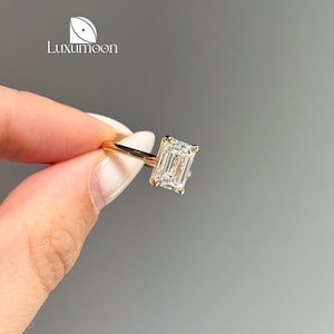 Lab Grown Diamond Engagement Ring, 1-3 CT IGI Certified E VVS2 Lab Created Emerald Cut Diamond, Solitaire lab Wedding Ring, Anniversary Gift