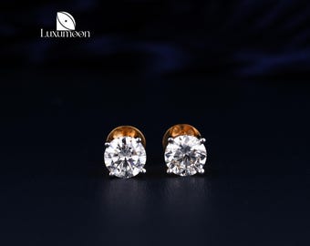 Round Cut Lab Grown Diamond Stud Earrings for Women, Single Lab Diamond Stud, Tiny Stud Gift For Her, Wedding Earrings for Bride, Small Stud