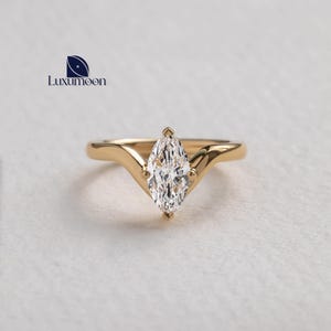 Marquise Cut Lab Grown Diamond Solitaire Ring, 1 to 2 CT IGI Certified E VVS2 Marquise Diamond Engagement Ring, Wedding Ring, Proposal ring