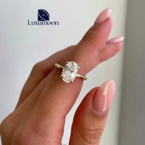 Oval Cut Lab Grown Diamond Hidden Halo Ring, 1 to 3 CT Oval Diamond Engagement Ring, Wedding Ring, Proposal Ring For Her, Anniversary Gift