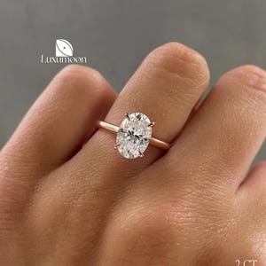 Oval Lab Grown Diamond Ring, 1 to 3 CT IGI Certified Oval Diamond Engagement Ring, Wedding Ring, E VVS2 Lab Created Diamond Anniversary Gift
