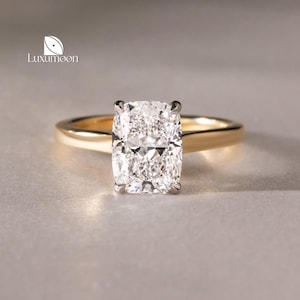 Elongated Cushion Cut Lab Grown Diamond Engagement Ring, 1-3 CT, Lab Created, Wedding Ring, Anniversary Gift, Solitaire Diamond Ring for her