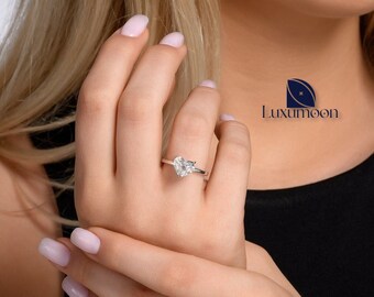 2 CT Heart shape Engagement Ring /2 CT Heart shape Lab grown Diamond Engagement Ring/Lab grown Engagement Ring/ Solitaire diamond ring