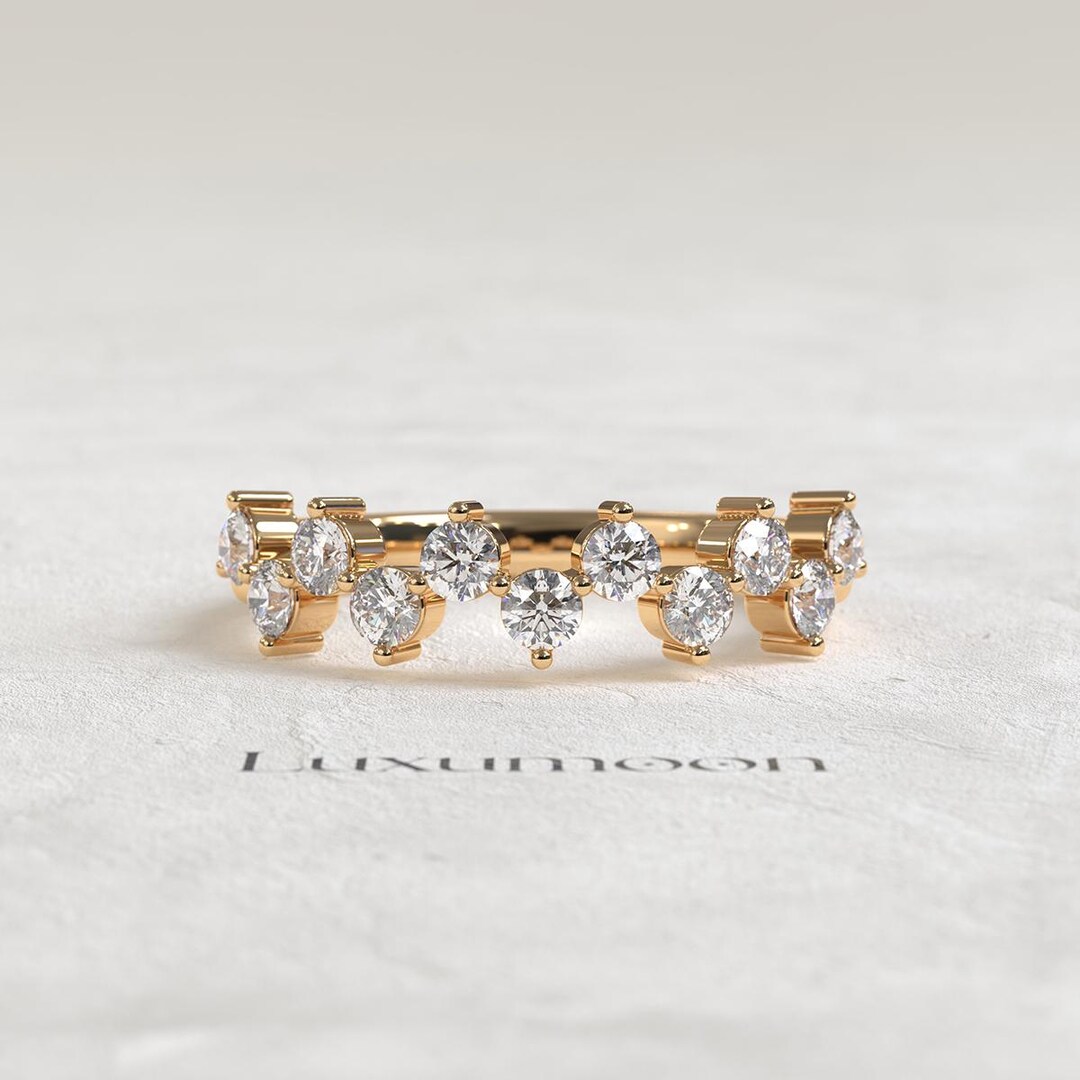 Lab Grown Diamond Eternity Band, 14K Yellow Gold Stackable Ring - Etsy