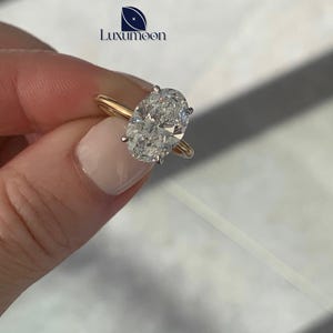 Oval Cut Lab Grown Diamond Ring, E/VVS2 IGI Certified 2 to 3 CT Lab Created Diamond Ring, Hidden Halo Setting Engagement Ring, Wedding Ring