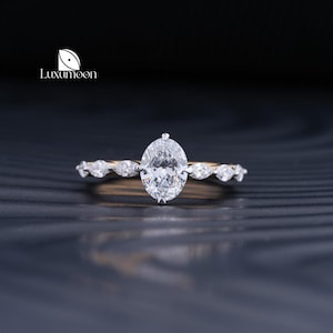 Oval Lab Grown Diamond Pave Setting Ring, 1 to 2 CT Oval Engagement Ring, Wedding Ring, IGI Certified Lab Created Diamond, Anniversary Gift