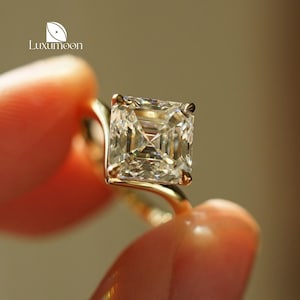 Asscher Cut Lab Grown Diamond Engagement Ring,  Asscher Solitaire Diamond Ring, Anniversary Ring, Asscher Lab Grown Diamond, Proposal Ring