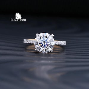 Double Hidden Halo Engagement Ring, 1 to 3CT E VVS2 IGI Certified Round Cut Lab Grown Diamond Ring, Pave Wedding Ring, Proposal Ring For Her