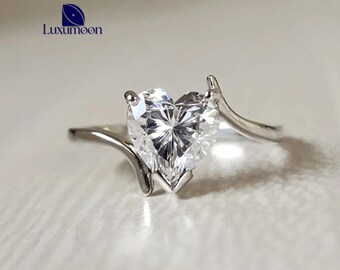 1.5 CT Heart Cut Lab Grown Diamond Ring / Solitaire Heart diamond ring / Heart Engagement Ring / Lab grown Engagement Ring / White gold /