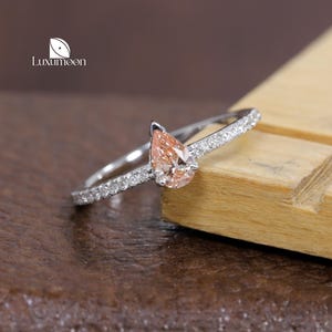 1 tot 2 CT peer Lab Grown diamanten ring, fancy Color Lab Grown diamanten ringen, verlovingsring, 18 kt witgouden ring, trouwring voor vrouwen