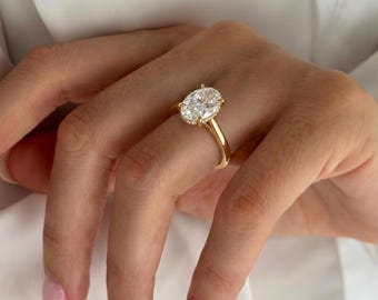 2 Carat Oval Cut Lab Grown Diamond Wedding Ring, Solitaire Engagement Ring, Conflict Free Diamond Ring, Rose/White/Yellow Gold Ring For Her