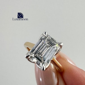 Lab Grown Engagement Ring, E VVS2 Emerald Cut Lab Grown Diamond Ring, 1 to 2.5 CT Lab Created Diamond, IGI Certified Diamond Ring For Her