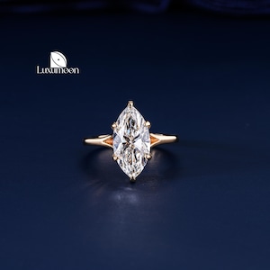 Marquise Cut Lab Grown Diamond Engagement Ring, 2 to 3 CT IGI Certified E VVS2 Lab Created Diamond, Wedding Ring, Proposal Ring For Women