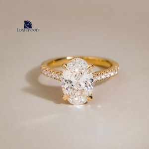 Oval Cut Engagement Ring, 2 to 3 CT D VS1 IGI Certified Lab Grown Diamond Ring, Pave Wedding Ring, Proposal Ring For Women, Anniversary Ring