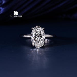 Oval Cut Lab Grown Diamond Ring, 2.0 to 3 CT Lab Created Diamond Engagement Ring, Wedding Ring, Hidden Halo Proposal Ring, Anniversary Gift