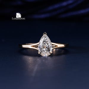 Pear Cut Lab Grown Diamond Engagement Ring, IGI Certified E VVS2 Pear Cut Lab Created Diamond, Wedding Ring, Lab Grown Diamond Proposal Ring