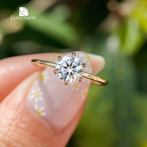 1 CT Round Lab Grown Diamond Ring, Yellow Gold Solitaire Ring, Round Engagement Ring, Certified Diamond Wedding Ring, Solitaire diamond ring