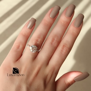 Round Lab Grown Diamond Distance Pave Ring, 1 to 2 CT Round Diamond Engagement Ring, E VVS2 Certified Diamond Wedding Ring, Anniversary Gift