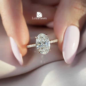 IGI Certified Oval Cut Diamond Pave Setting Ring, 1.0 to 2.0 CT Oval Lab Grown Diamond Ring, Engagement Ring, Wedding Ring, Anniversary Ring