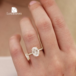 Oval Cut Engagement Ring, 1.5 to 3 CT IGI Certified D VS1 Lab Grown Diamond Ring, Hidden Halo Wedding Ring, Proposal Ring, Anniversary Ring