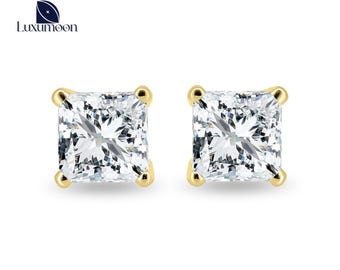 Princess Cut Lab Grown Diamond Stud Earrings for Women, IGI Certified Princess Lab Diamond Studs, Tiny Stud, Princess Cut Lab Created Studs