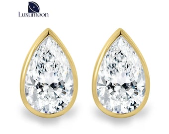 Pear Cut Lab Grown Diamond Stud Earrings for Women, IGI Certified Pear Lab Diamond Studs, Tiny Stud, Wedding Earrings Pear Lab Created Studs