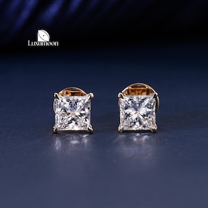 Princess Cut Lab Grown Diamond Stud Earrings for Women, IGI Certified Princess Lab Diamond Studs, Tiny Studs, Princess Cut Lab Created Studs