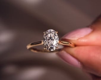 2 CT Oval Lab Grown Diamond Engagement Ring, Hidden Halo, IGI Certified