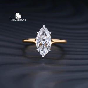 Marquise Cut Lab Grown Diamond Engagement Ring, 2 to 3 CT IGI Certified Lab Created Diamond, Split Shank Wedding Ring, Proposal Ring For Her