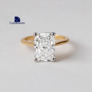 3 CT Radiant Cut Lab Grown Diamond Hidden Halo Solitaire Engagement Ring, 14K Solid Gold IGI Certified Radiant Diamond Ring,Anniversary Ring