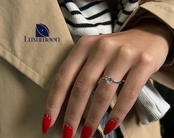 1CT - 2CT Heart shape Engagement Ring/ 1-2CT Heart shape Lab grown Diamond Engagement Ring/Lab grown Engagement Ring/ Solitaire diamond ring