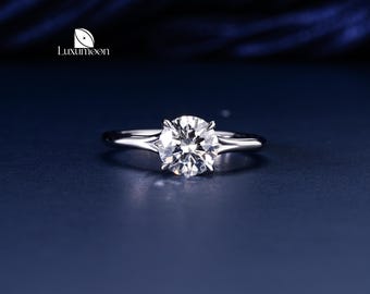 Pierścionek zaręczynowy z diamentem 1 karata z certyfikatem IGI, hodowanym w laboratorium, ręcznie robiony pierścionek zaręczynowy typu solitaire