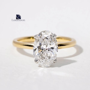 Two Tone Oval Cut Engagement Ring, 2 to 3 CT D VS1 IGI Certified Lab Grown Diamond, Wedding Ring,  Proposal Ring, Anniversary Ring For Women