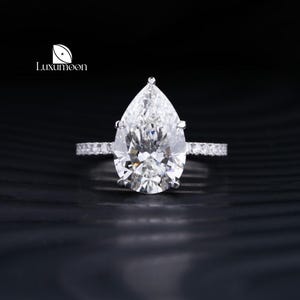Double Hidden Halo Engagement Ring, 1 to 3 CT E VVS2 IGI Certified Pear Cut Lab Grown Diamond Ring, Pave Wedding Ring, Anniversary Gifts