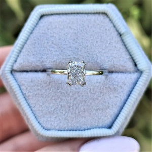 Radiant Cut Diamond Engagement Ring, E VVS2 Certified Lab Grown Diamond Ring, Solitaire Wedding Ring for Her, Anniversary Ring, Promise Ring