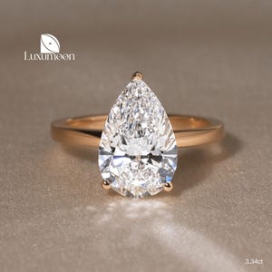 Pear Cut Diamond Engagement Ring, IGI Certified E VVS2 Pear Lab Grown Diamond, Hidden Halo Wedding Ring, Handmade Jewelry, Anniversary Ring