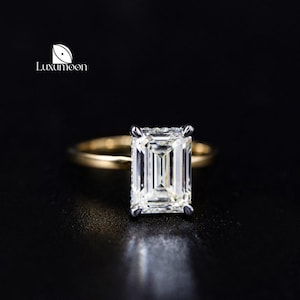 Double Hidden Halo Engagement Ring for Women, 1 to 3 CT E VVS2 Certified Emerald Cut Lab Grown Diamond Ring, Wedding Ring, Anniversary Gifts