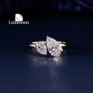 Toi Et Moi Ring, 1.6 TCW Pear Diamonds, Pear Cut Lab Grown Diamond Ring, Pear Engagement Ring, Wedding Ring, Anniversary Gift, Unique Ring