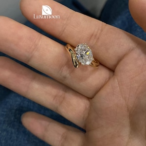 Oval Cut Lab Grown Diamond Engagement Ring, 1 to 2 CT IGI Certified E VVS2 Oval Lab Created Diamond, Solitaire Ring, Proposal Ring for Her