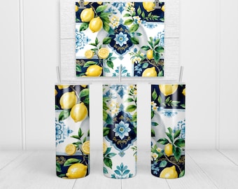 Lemons & Italian Tile Tumbler: Stainless Steel Vacation Cup, 2 Designs