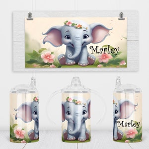 Elephant Stainless Steel Sippy Cup, 2 Lids & 2 Designs! 8 oz Sippy, Kids Cup, Birthday, Girl, Boy, Toddler, Animal, Africa, Water Bottle