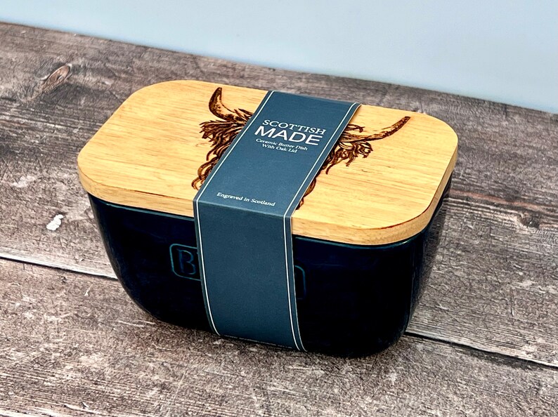 Highland Cow Patterned Blue Butter Dish Etsy