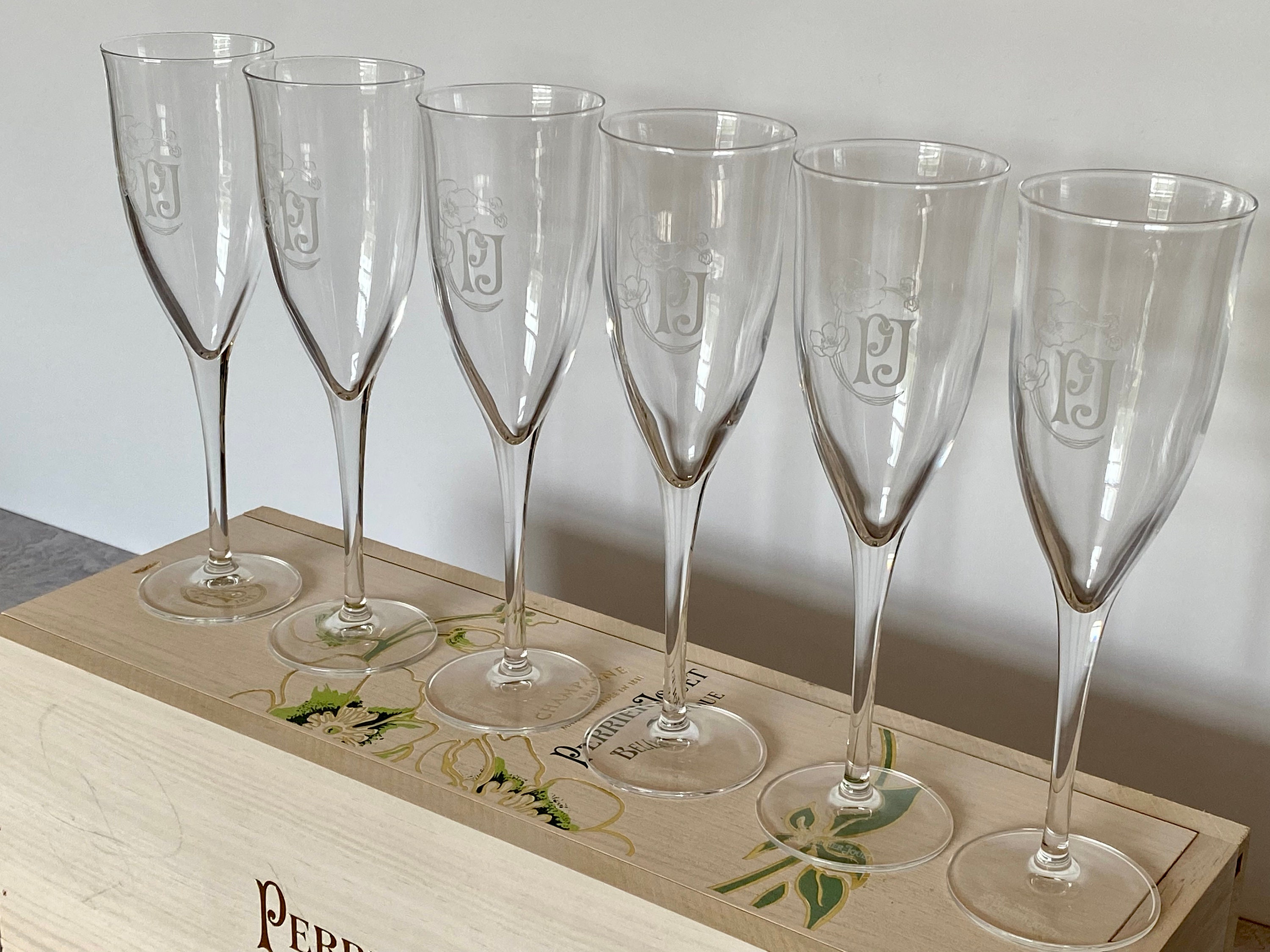 2 Perrier Jouet Champagne Glasses Etsy