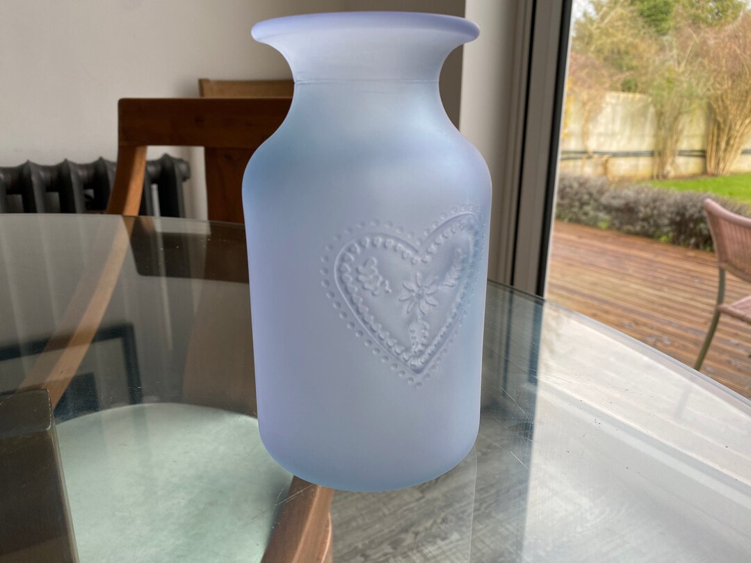 Blue Frosted Recycled Glass Vase 16cm Etsy UK