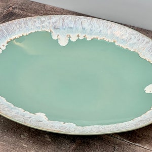 Turquoise Patterned Oval Serving Plate, 41cm