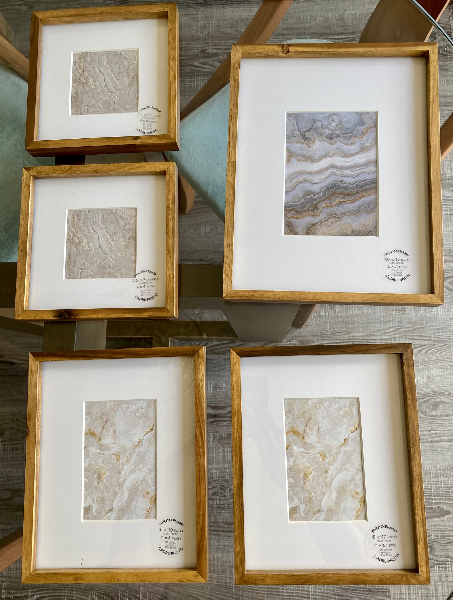 Acacia Wood 5 Gallery Photo Frame Set Etsy