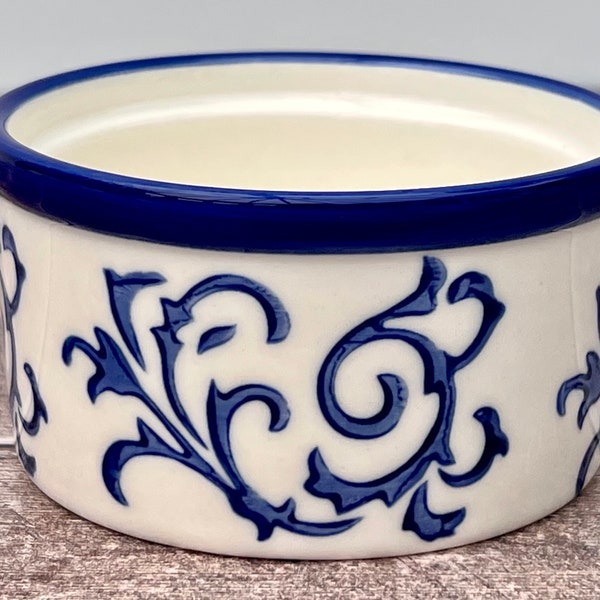 Blue Swirl Patterned Round Ramekin, 9cm